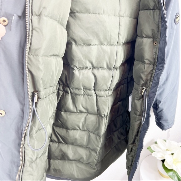 MICHAEL KORS Gunmetal Down Puffer Faux Fur Trim Hood Anorak Jacket Size XS NWT - Picture 7 of 11